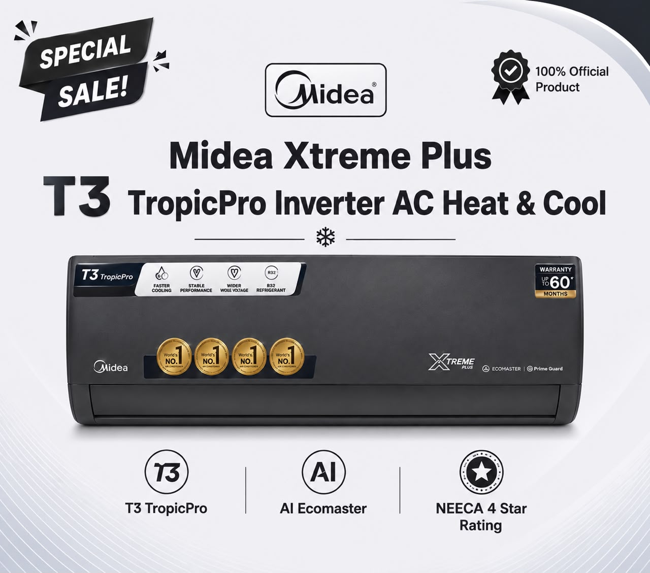 Midea MSEZ2B-12HRFN1-QC6 1 Ton